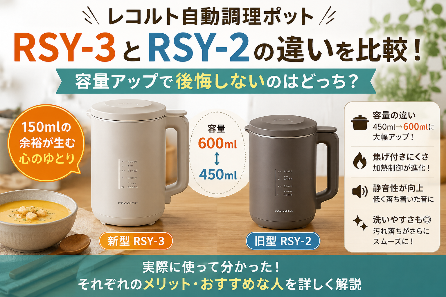 レコルト自動調理ポットRSY-3とRSY-2の違い